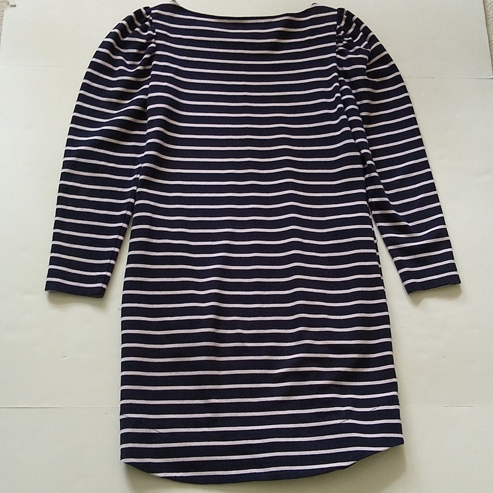Rebecca Taylor La Vie navy blue stripe long sleeve cotton shift dress XS - Picture 4 of 8